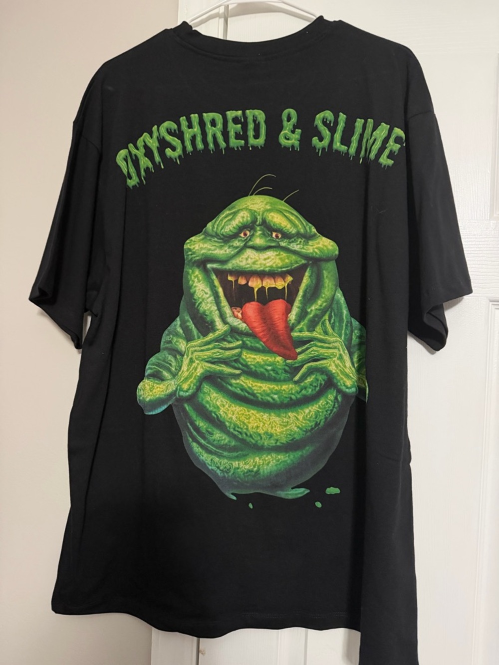 Oxyshred & Slime Black Graphic Tee - Green Slimer Print